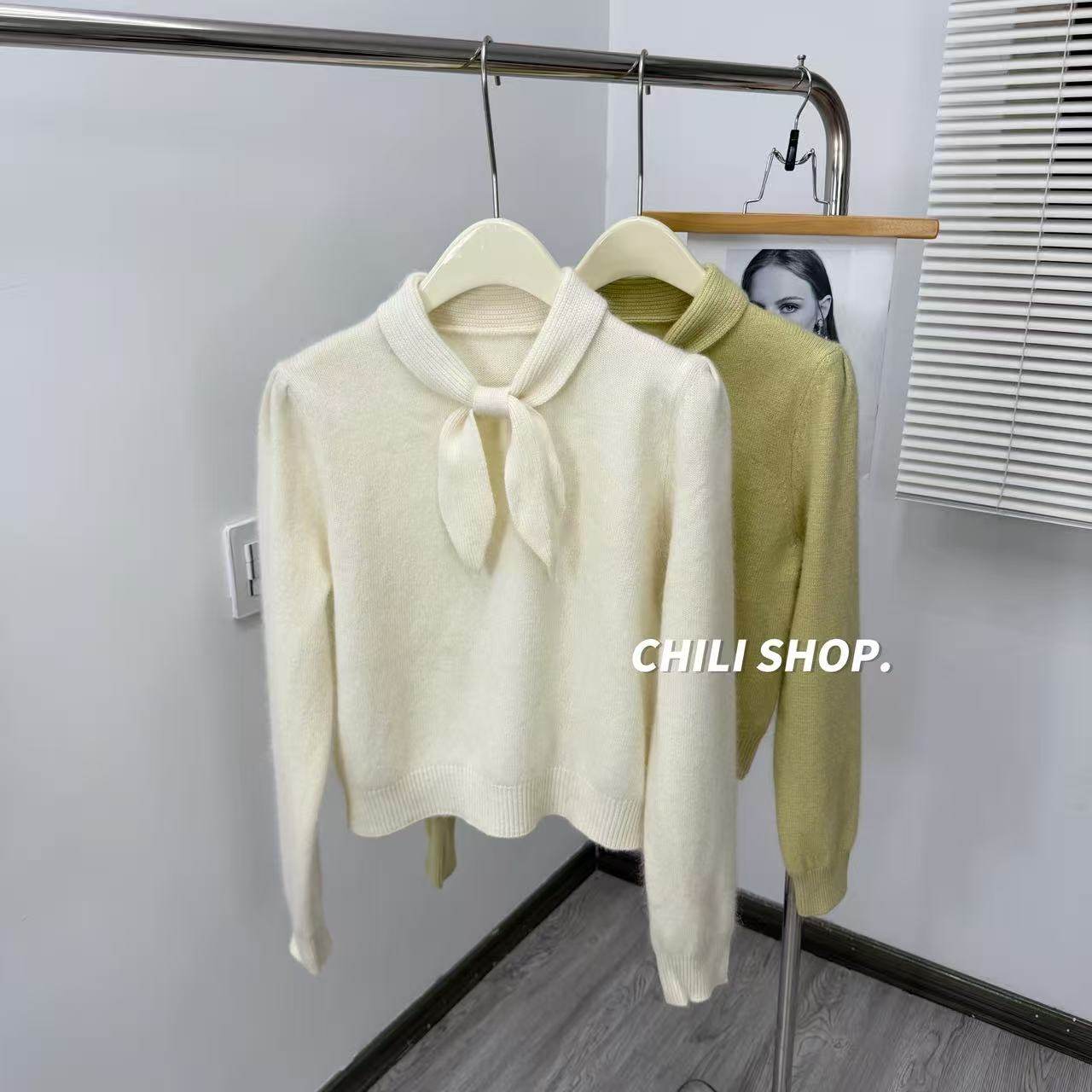 【英英Chili】简约韩系减龄兔耳朵泡泡袖羊毛设计针织毛衣 12.01,女装/女士精品,毛针织衫,淘宝优惠券,粉丝福利购,淘宝优惠卷