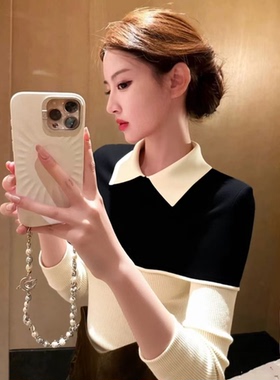 【英英Chili】披肩撞色假两件韩系设计师100全羊毛针织毛衣 12.22