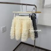 减龄韩系松紧腰百搭时髦半身短纱裙 英英Chili 01.25