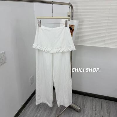 【英英Chili】花边屁帘凉感薄款韩系设计师款阔腿裤K 05.22