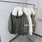皮毛一体领韩系减龄宽松设计师90白鹅绒服MTY 英英Chili 12.05