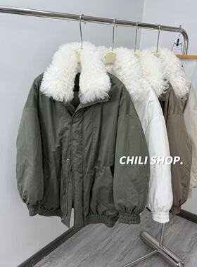 【英英Chili】皮毛一体领韩系减龄宽松设计师90白鹅绒服MTY 12.05