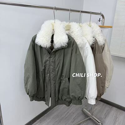 【英英Chili】皮毛一体领韩系减龄宽松设计师90白鹅绒服MTY 12.05