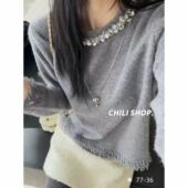 重工钻石领气质欧货流苏边100全羊毛针织毛衣 英英Chili 01.27