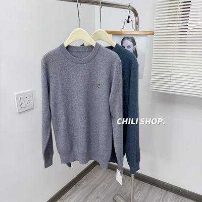 【英英Chili】男士刺绣简约百搭柔软山羊绒羊毛针织毛衣X 01.07