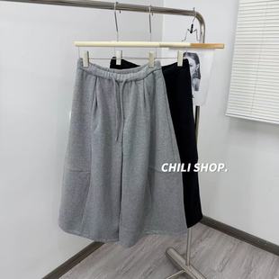 【英英Chili】韩系慵懒风八分松紧腰胖胖宽松加绒卫裤PK 12.04