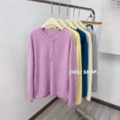 12.16 慵懒风圆领简约韩系山羊绒拉绒针织毛衣 英英Chili 阔版