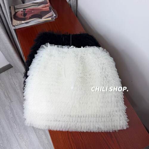 【英英Chili】bu退 减龄韩系可爱风松紧腰设计蓬蓬五分裙 05.19