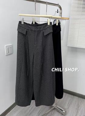 【英英Chili】韩系假两件屁帘设计松紧腰加绒百搭气球裤 12.15