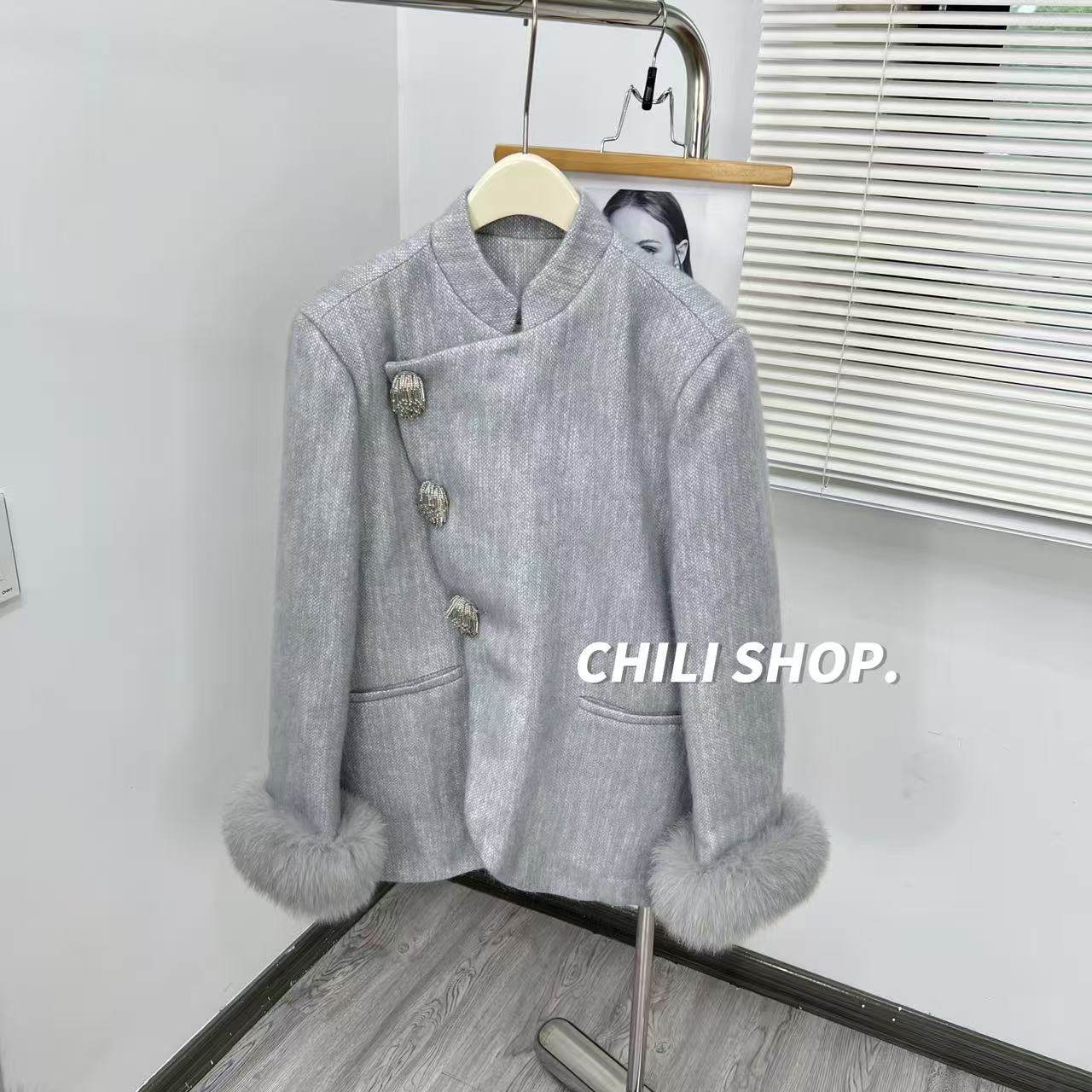 【英英Chili】流苏扣重工气质名媛狐狸毛袖90白鹅绒小香外套09.22,女装/女士精品,毛呢外套,淘宝优惠券,粉丝福利购,淘宝优惠卷