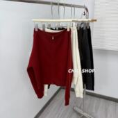 12.08 韩系浣熊绒针织毛衣 英英Chili 一字肩拉链时髦设计师款