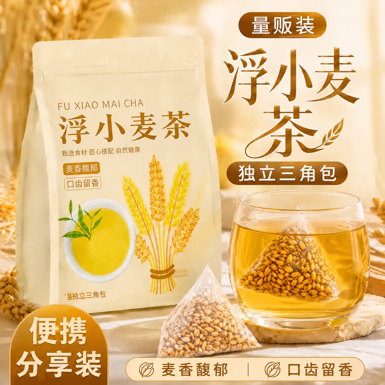 正宗浮小麦茶免煮夏季喝瘪麦小麦茶包原料官方旗舰店当季新货泡水