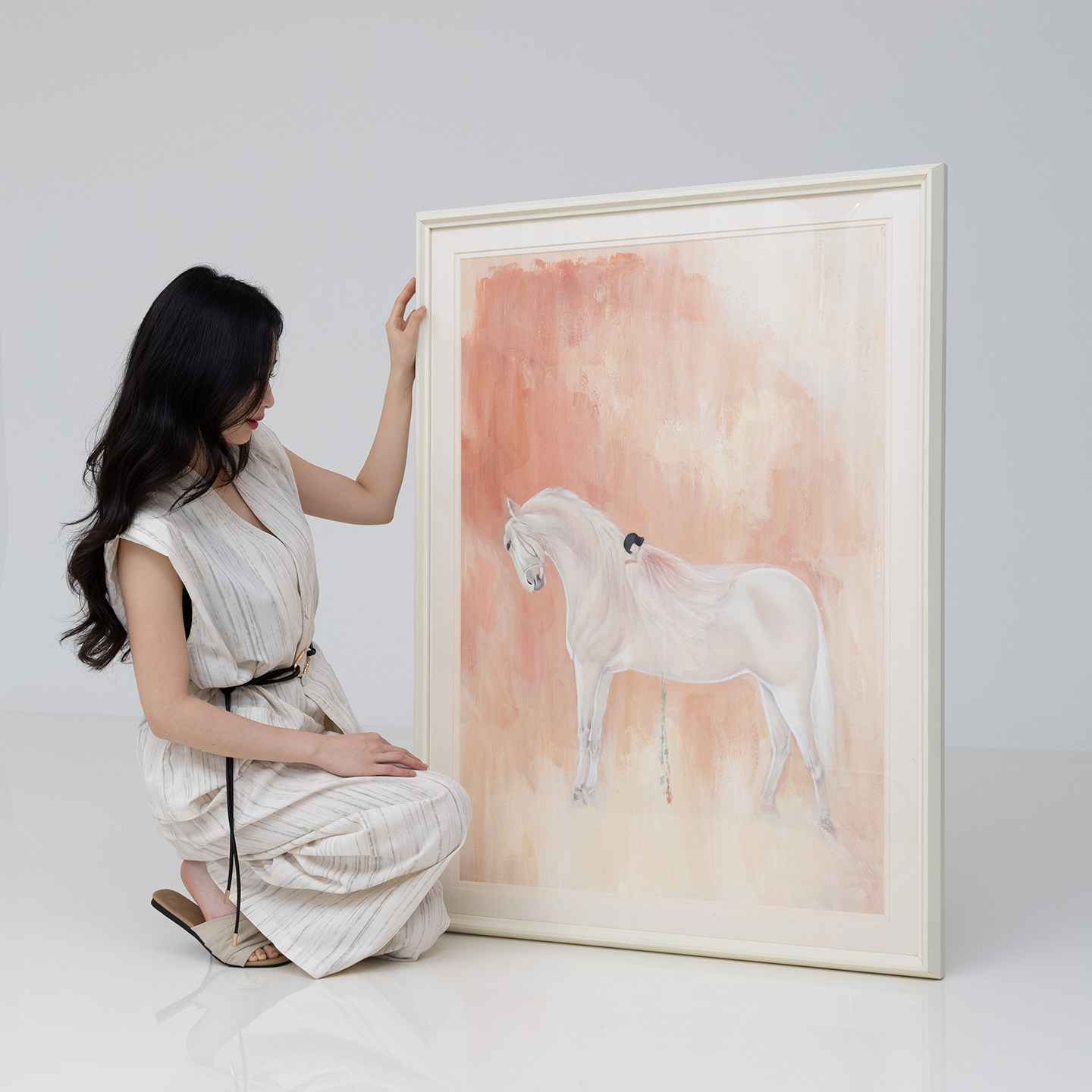 颐画原创油画《守护》色彩暖融简油画