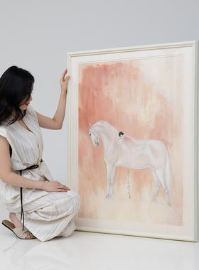 颐画原创油画《守护》色彩暖融简约客厅儿童房餐厅玄关装饰画