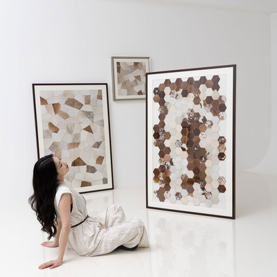 颐画原创真牛皮画《有道》立体工艺装饰画客厅沙发玄关装饰画