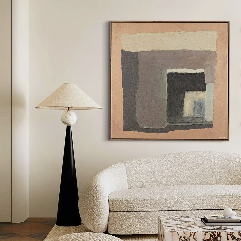 颐画手绘油画《相遇》客厅侘寂风挂画玄关餐厅装饰画纯手工抽象画