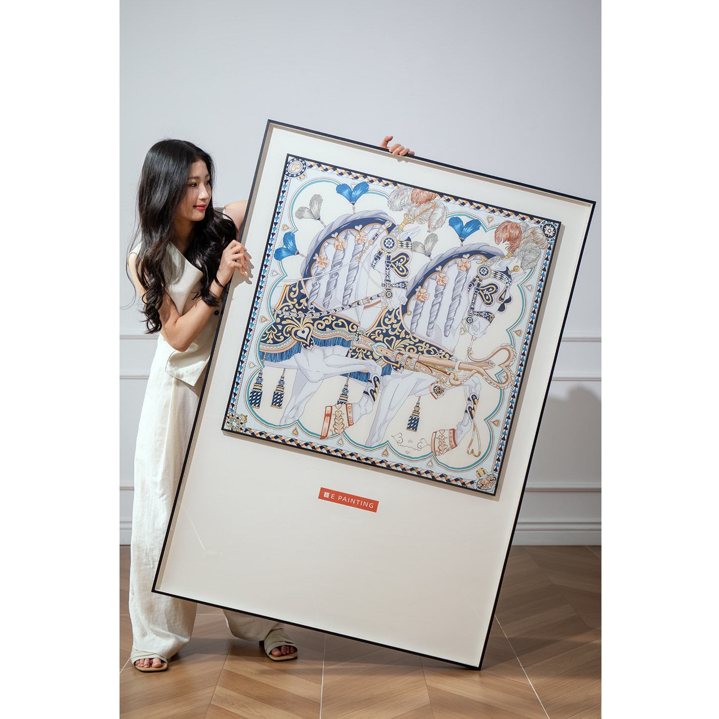 颐画出品丨真丝巾画艺术挂画别墅高级家居美学设计客厅餐厅装饰画,家居饰品,油画,淘宝优惠券,粉丝福利购,淘宝优惠卷