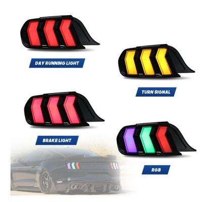 适用于2015-2020福特野马尾灯总成MustangLED流水转向RGB5模式尾