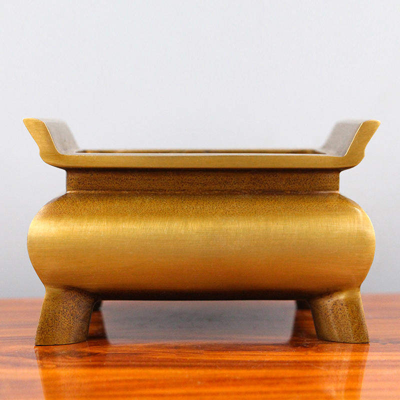 铜长方形铜香炉家用室内供奉炉仿古四足鼎宣德炉佛堂供佛线香炉