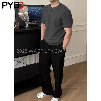 高端老钱风亨利领针织POLO衫男士短袖T恤2025新款夏季男款上衣服