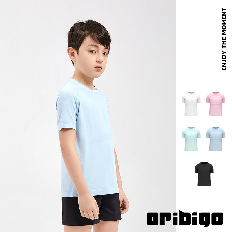 oribigo夏季亲子装儿童速干短袖新款男童中大童运动透气T恤