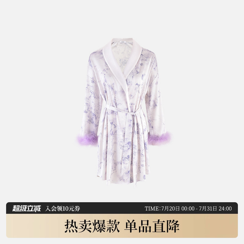 MYBODY时尚印染舒适家居睡袍女