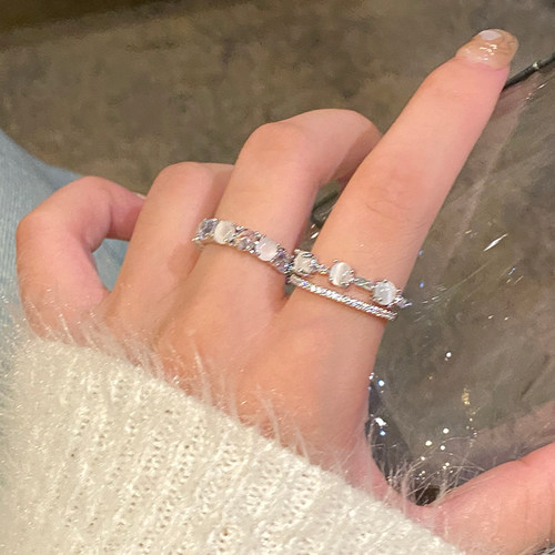 单层猫眼石戒指女精致冷淡风