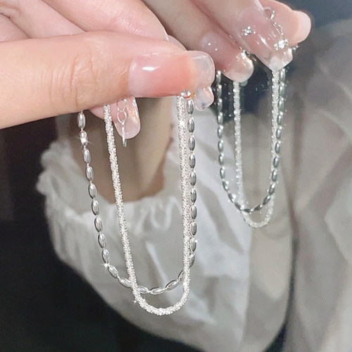 铜镀银波光粼粼米粒手链女小众