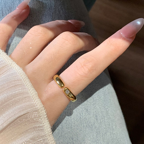 沙金亮面点钻泥鳅背戒指女