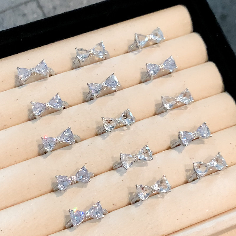 蝴蝶结锆石戒指女小众设计开口戒指女轻奢高级感素圈尾戒子食指环,饰品/流行首饰/时尚饰品新,戒指/指环,淘宝优惠券,粉丝福利购,淘宝优惠卷