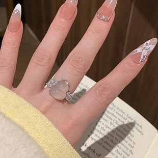国风新中式葫芦戒指女轻奢高级感仿白玉髓水晶戒指女小众设计指环