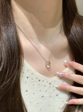 天然白水晶单钻项链女百搭气质