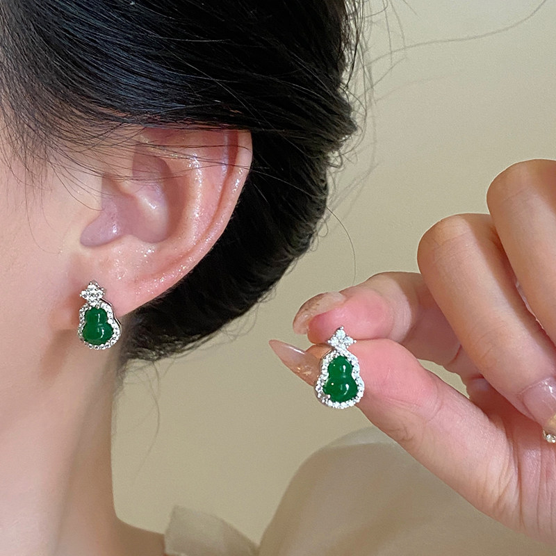 典雅韵味仿绿玉髓葫芦耳钉养耳洞耳饰女耳环高级感轻奢耳坠耳饰品,饰品/流行首饰/时尚饰品新,耳钉,淘宝优惠券,粉丝福利购,淘宝优惠卷