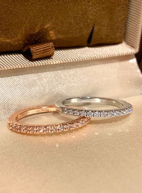 一排半圈镶钻戒指女简约百搭时尚
