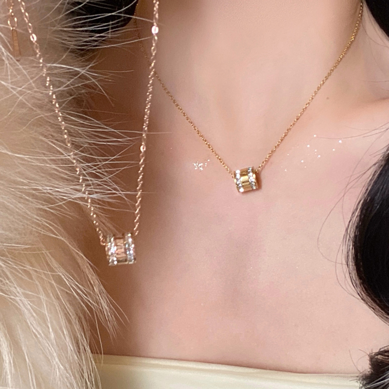 两排圈钻小蛮腰项链女经典百搭