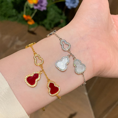 仿白贝母六福葫芦手链女