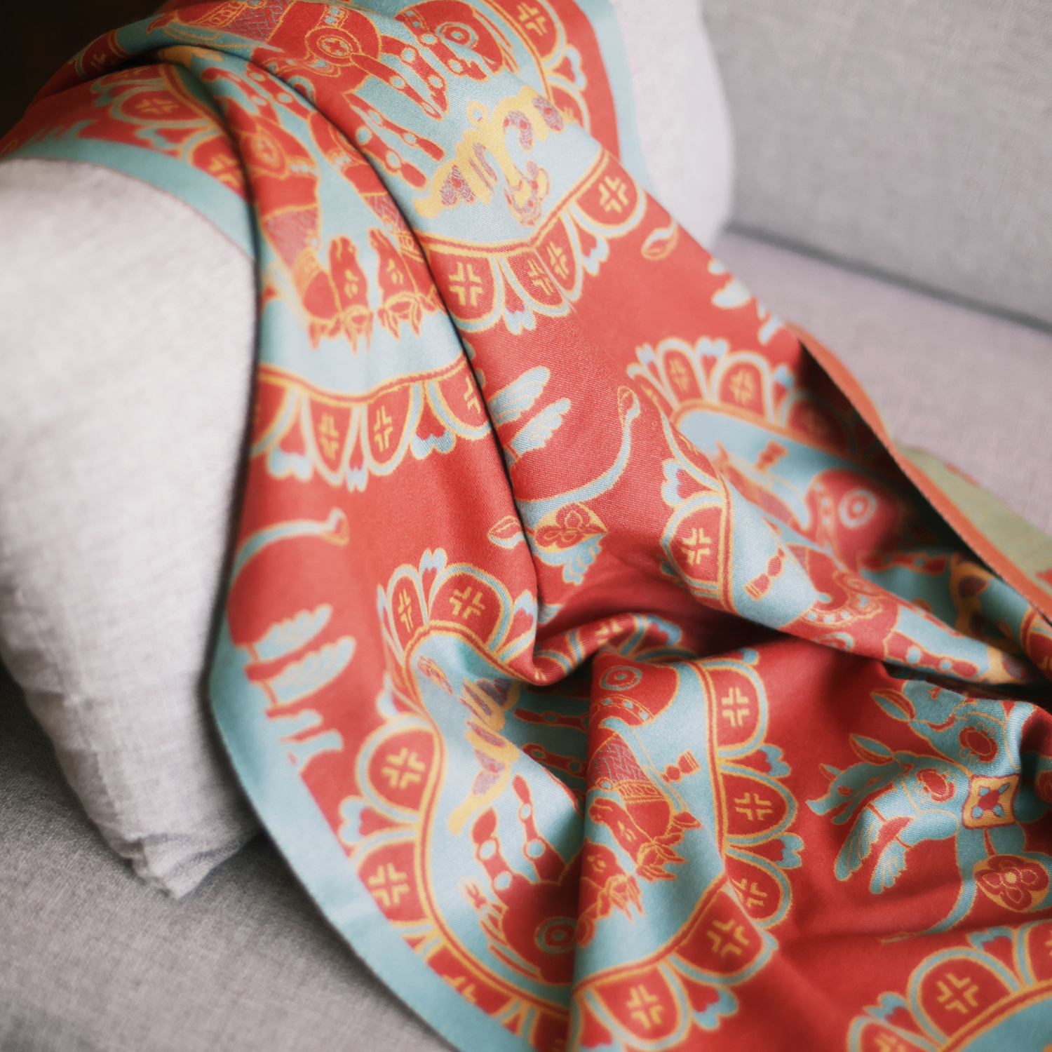 【墨名堂】光遇披肩围巾保暖仿羊绒质感传统纹样马年礼物吉祥喜庆