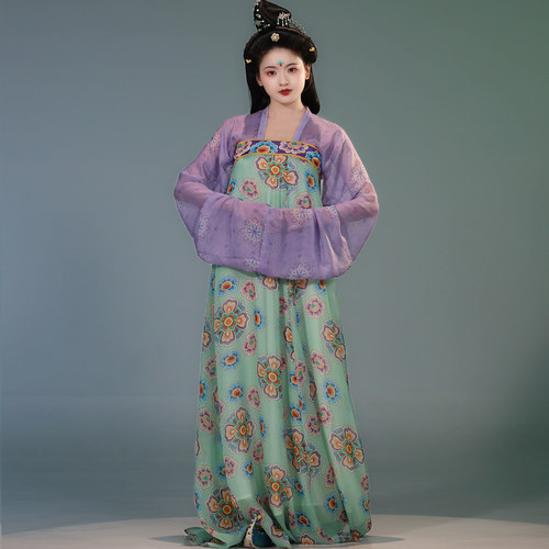 八姆米真丝敦煌配色唐制齐胸破裙