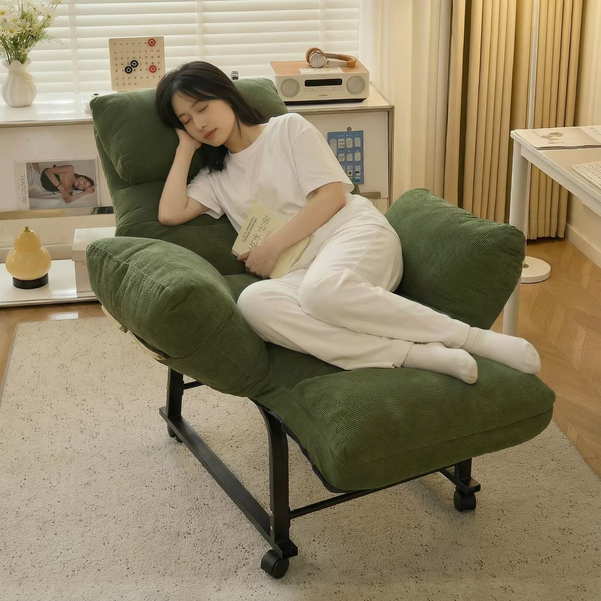 躺椅坐躺睡三用椅办公折叠午休椅可坐可躺宿舍椅子单人懒人沙发椅