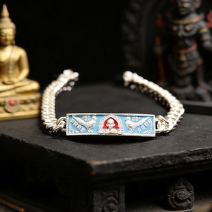 泰佛佑泰国佛牌 龙婆瑞 2561迷你雄鸡手链 蓝色版 银版 带原盒
