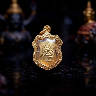 意大利鎏金壳 2561迷你盾形四面 泰佛佑泰国佛牌 龙婆禅南