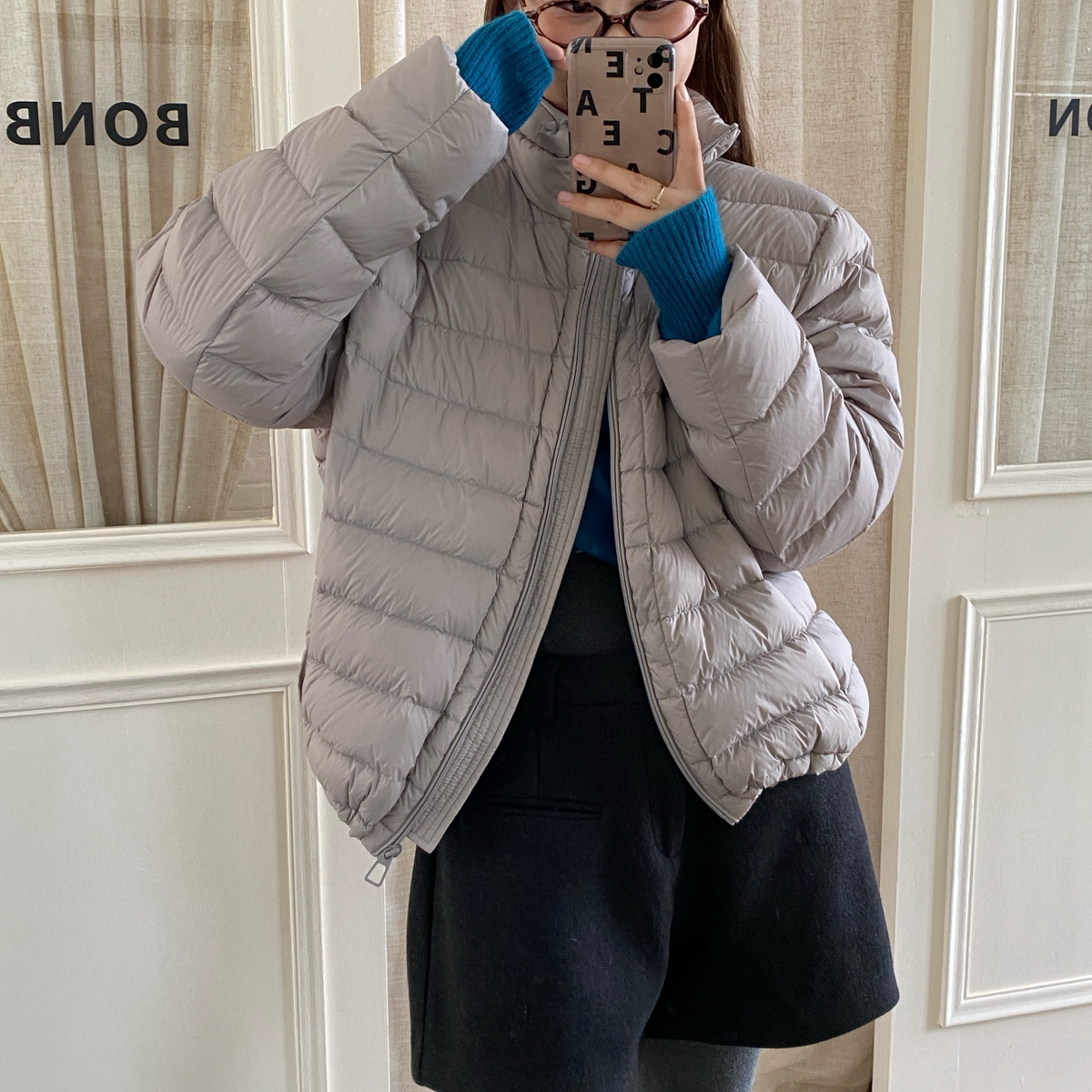 性价比韩系极简百搭宽松珩线排骨羽绒服保暖羽绒服外套90白鸭绒