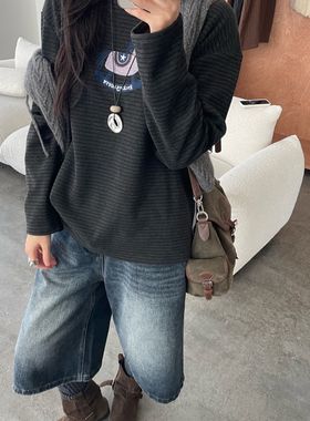 加厚复合米妮条纹重工刺绣小马长袖卫衣MGL-25327