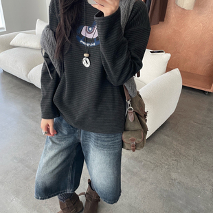 加厚复合米妮条纹重工刺绣小马长袖 25327 卫衣MGL