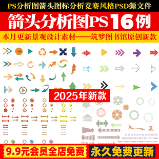 PS分析图箭头图标分析指示箭头元素竞赛风格PSD源文件设计素材库
