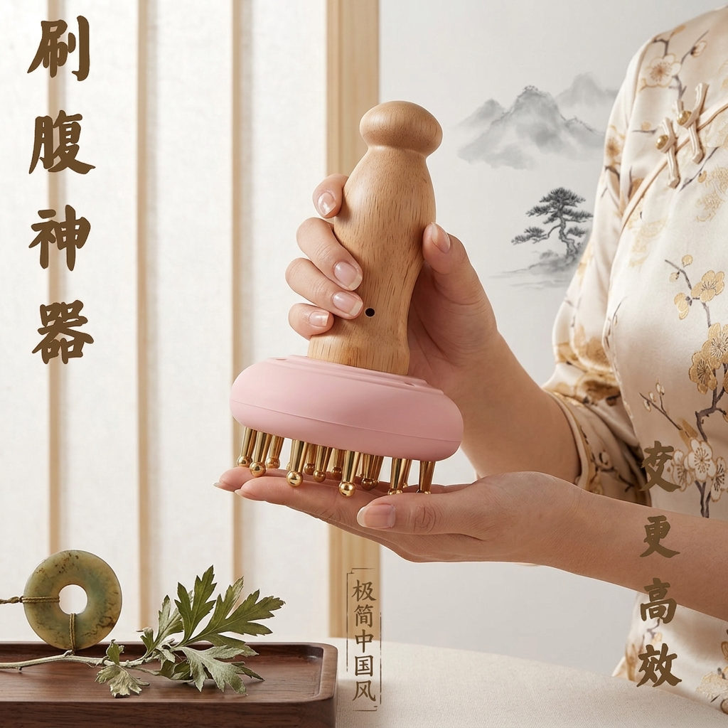 纯黄铜艾灸经络刷燃脂刷腹神器