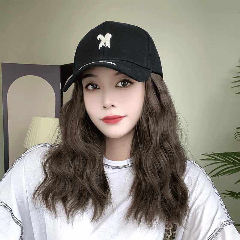 假发帽子一体女长卷发抖音同款遮阳减龄蛋蛋卷全头套式棒球假发帽