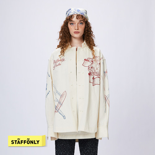 STAFFONLY奶油色PRIME印花衬衫