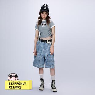 STAFFONLY x Ketnipz 联名 颠倒口袋牛仔百慕大短裤女款春夏中裤