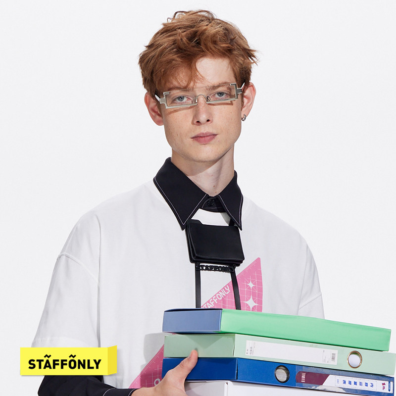 STAFFONLY 拖延症 灰色双层文件夹挂包精致简约小众百搭